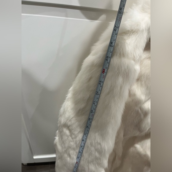 Phase Two White Rabbit Fur Jacket Leather Trim  Size Medium Womens Winter Coat - Picture 14 of 14